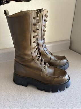 Free People Jones Lug Sole Lace Up Boots Size 10 Artichoke
